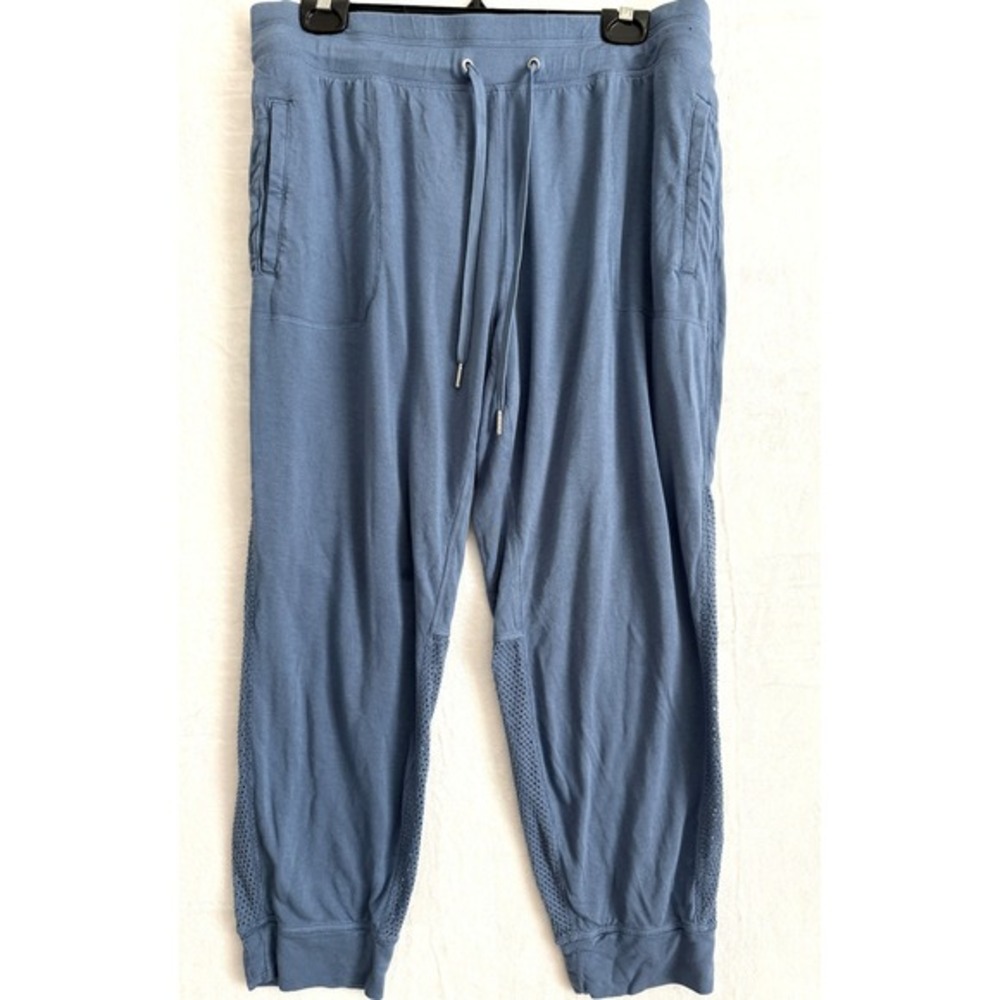 Avia Womens Blue Mesh Inset Jogger Pants XL 16-18 Drawstring Pockets Athleisure‎